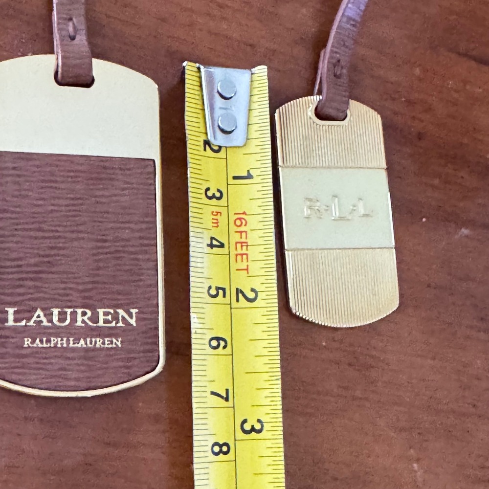 Lauren Ralph Lauren Luggage Tags Gold Brown Leather 2 Piece
Set connected EUC - Picture 11 of 11